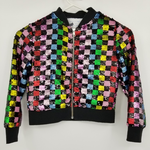 Rockets Of Awesome Jackets Coats Rockets Of Awesome Rainbow Sequin Bomber Jacket Poshmark